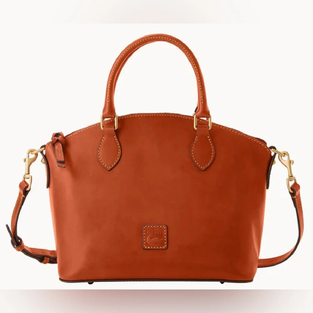 NWT Dooney & Bourke Florentine Geena Satchel Natural Brown Leather Satchel - Picture 1 of 6